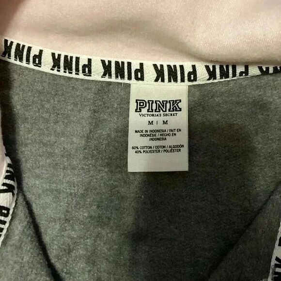 Love pink crew neck half zip size medium - Picture 3 of 5